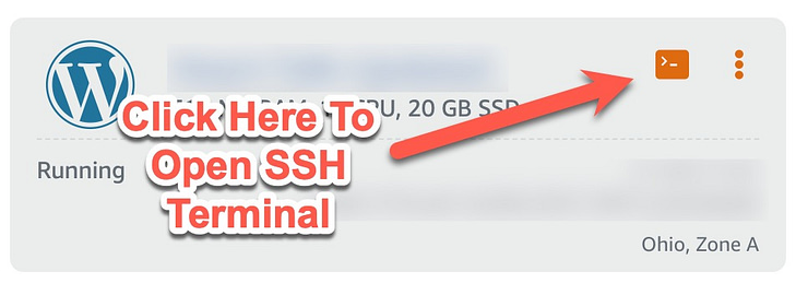 How to open SSH terminal on WordPress Bitnami on AWS Lightsail