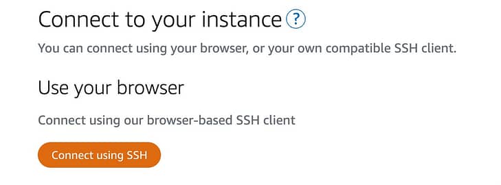 Connect Using SSH button