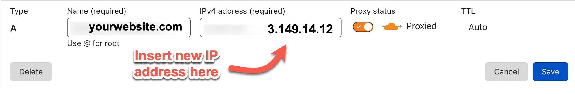 update DNS record